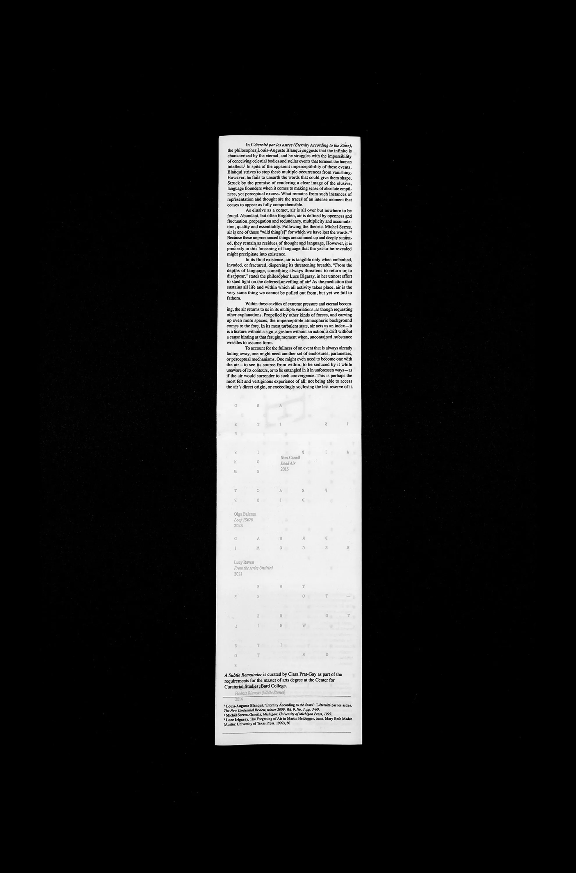 Long narrow panel of the A Subtle Remainder sheet on black