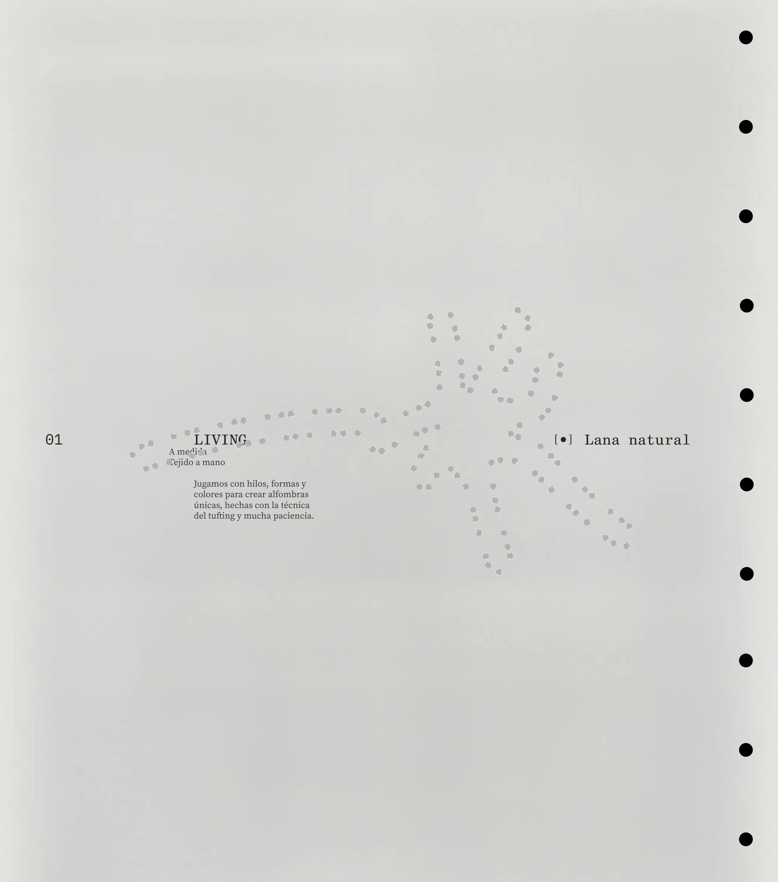 Living rug sheet with the stem drawn in dotted stitches, natural wool